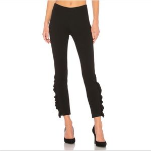 Iro Black Fholan Slim-Fit Ponte Pants w/ Ruffled Trim